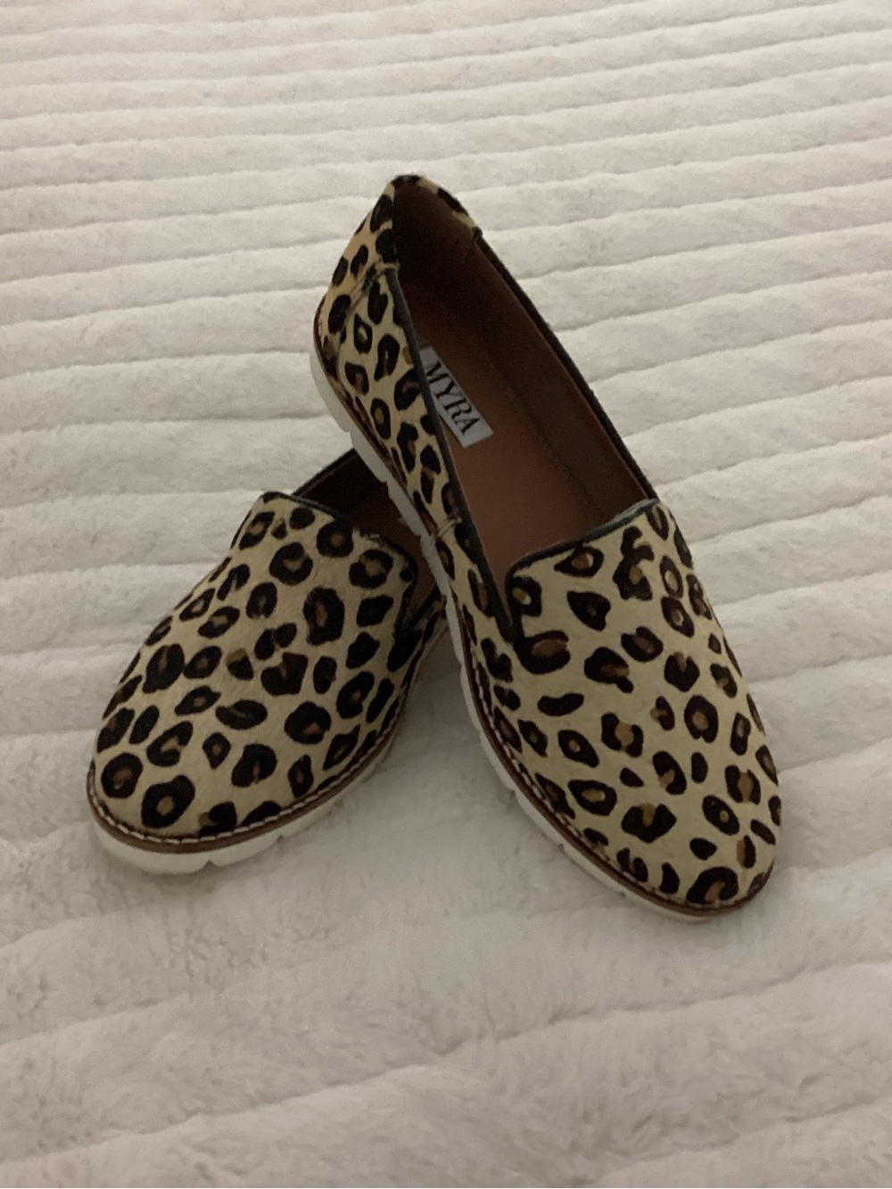 Myra Leopard Print Slip-On Loafers - Cream, Black, Brown - NWOT - Size 7